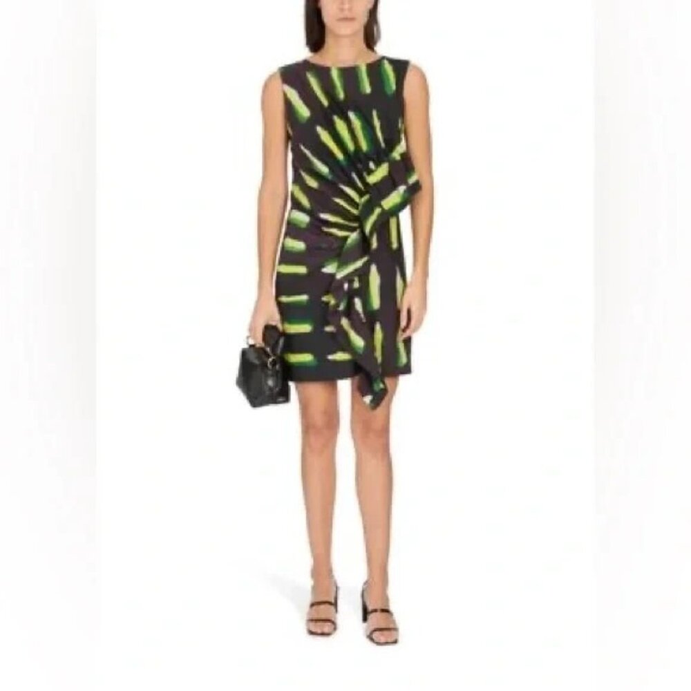 Dries Van Noten x Len Lye Black Green Tie Dye Dyvan Mini Dress, Size 8 | 40